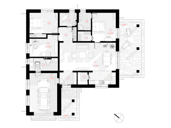 House project "Morta" has a small area - 146.84 m2, economical, A + energy efficiency class